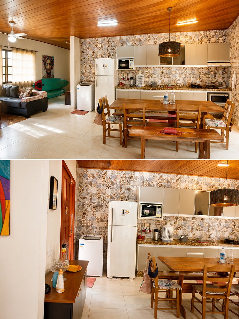 Casa Sol e Mar próxima da praia, com ar